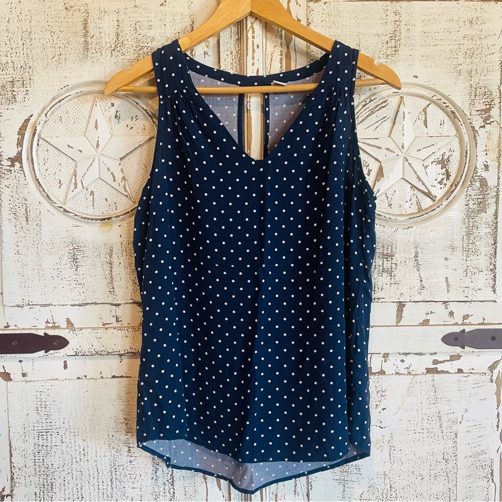 Navy Polka Dot Sleeveless Top